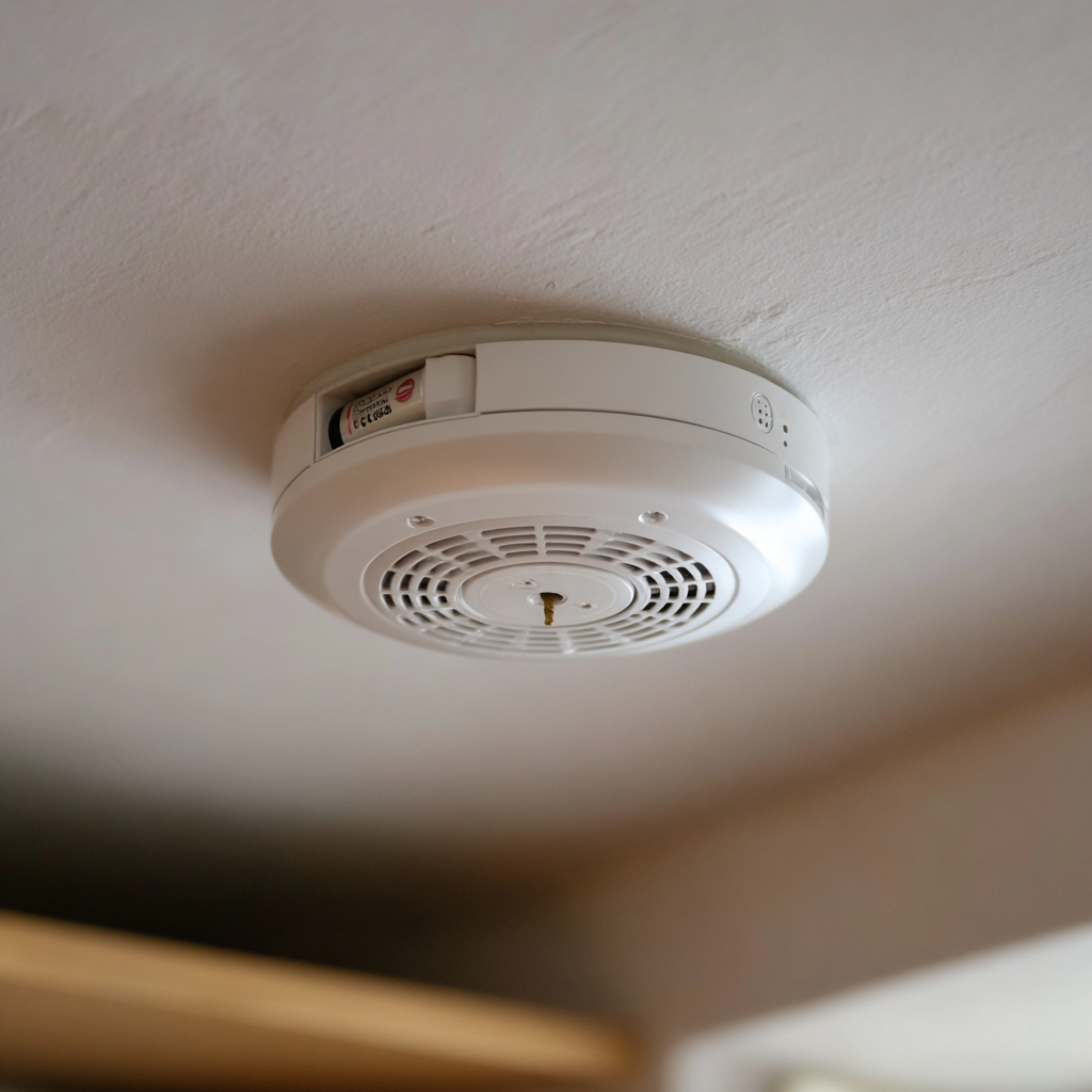A smoke detector — present, installed, and currently being ignored.